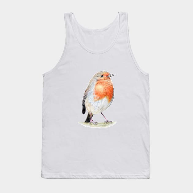 Red Robin Pencil Drawing Tank Top by Sandra Warmerdam